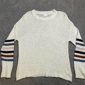 Altar’d State Striped Sleeve Cream Sweater size S
